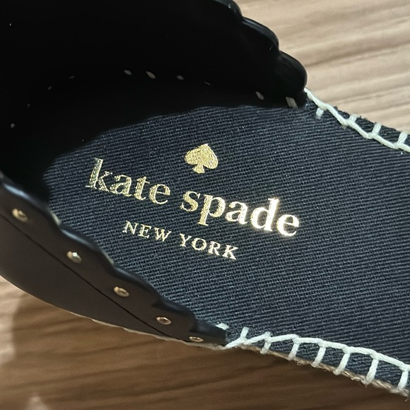 Kate Spade Black Palma Espadrilles Ankle Strap Gold Tone Accent Wedge 8 NWOB - Picture 11 of 17